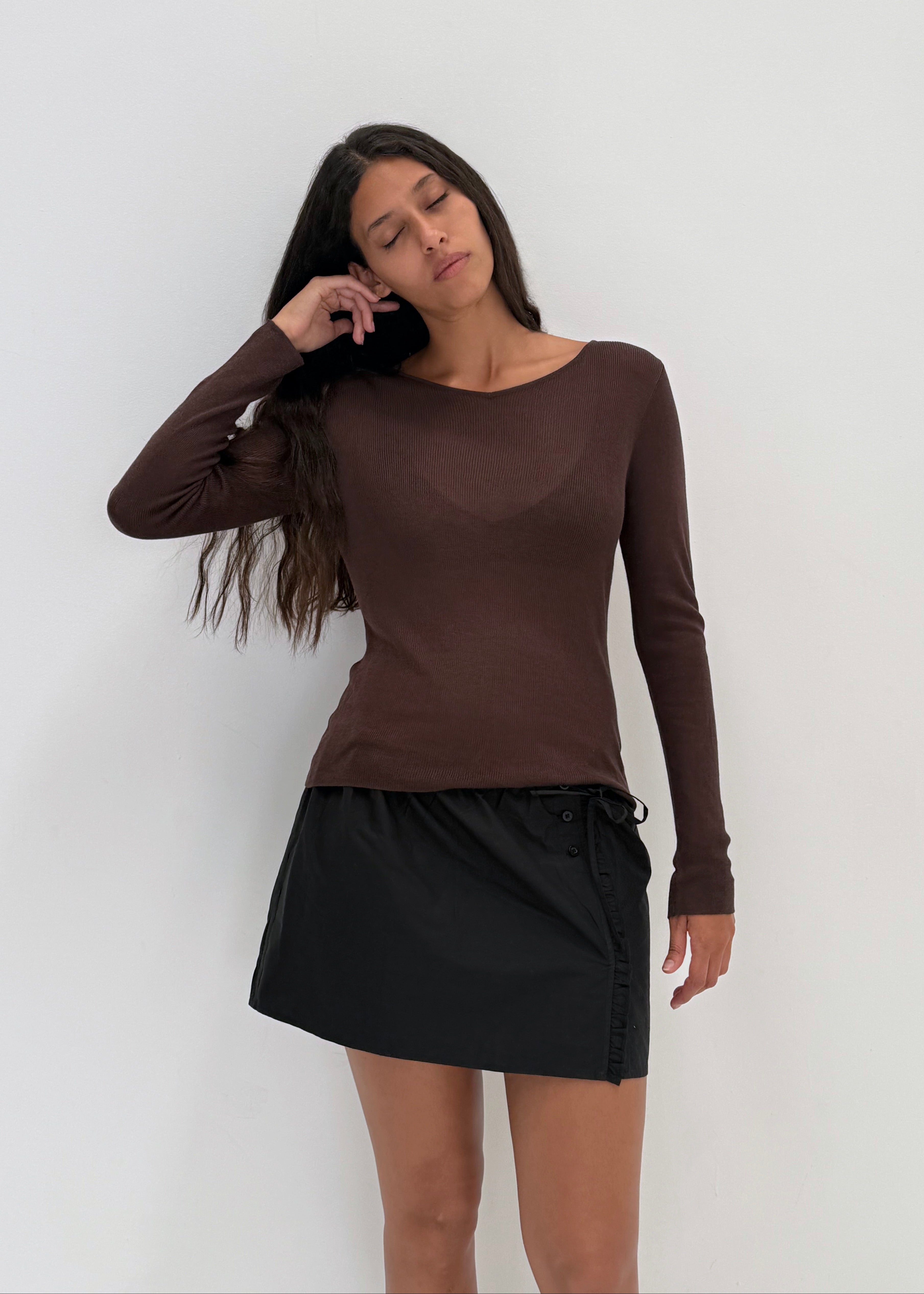 Knitted Top - Dark Brown – Deiji Studios US