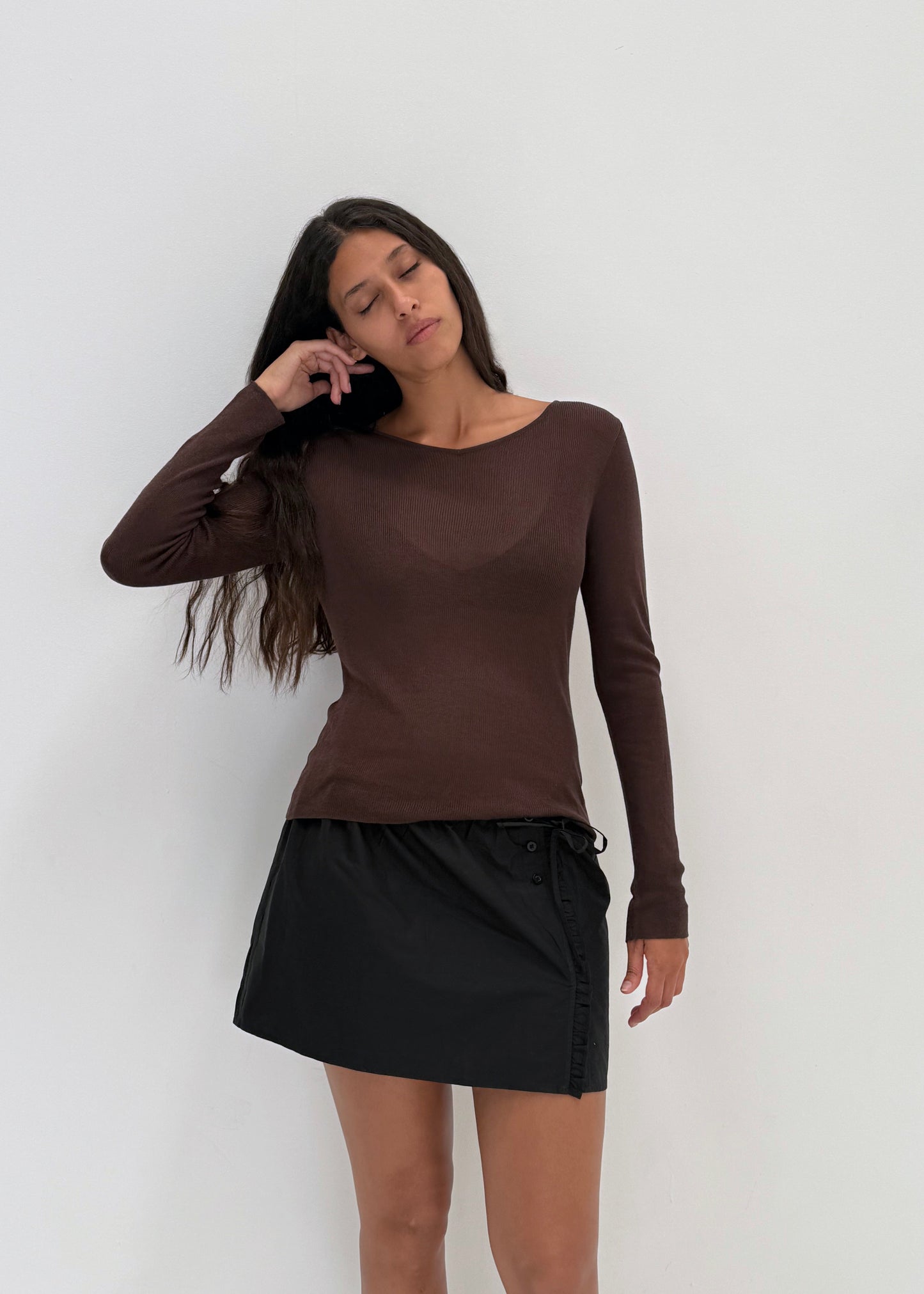 Knitted Top - Dark Brown