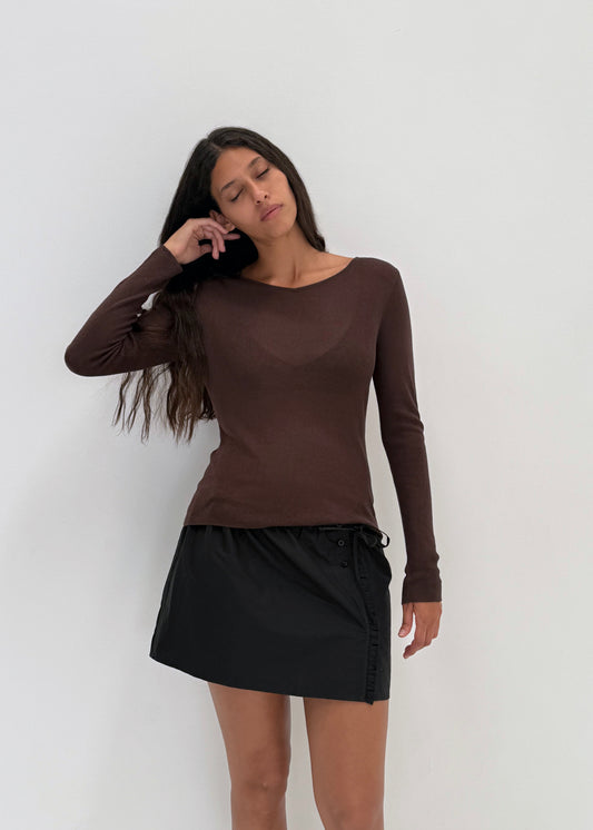 Knitted Top - Dark Brown