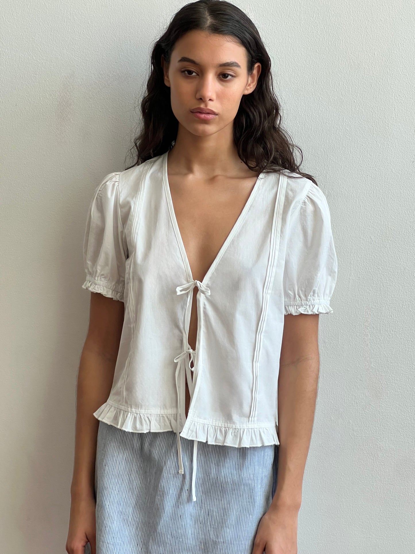 Pintuck Top  - White