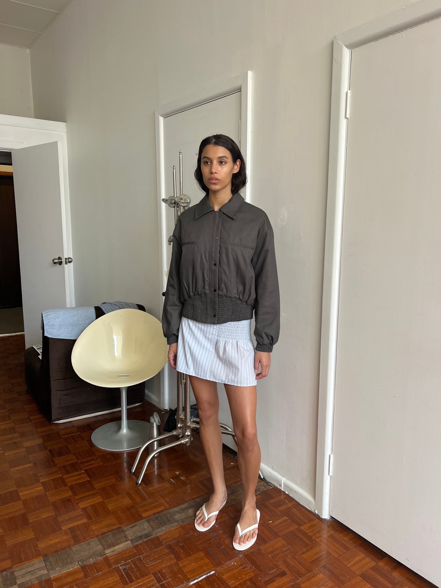 Shirring Skirt - Mineral Stripe