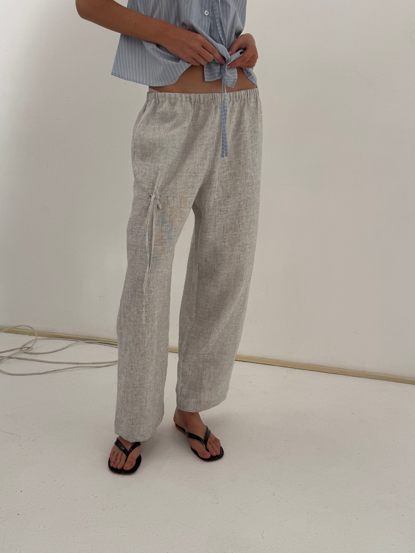 Eyelet Pant - Fine Stripe