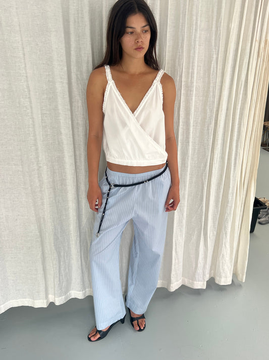 Ease Trouser - Lake Blue Stripe