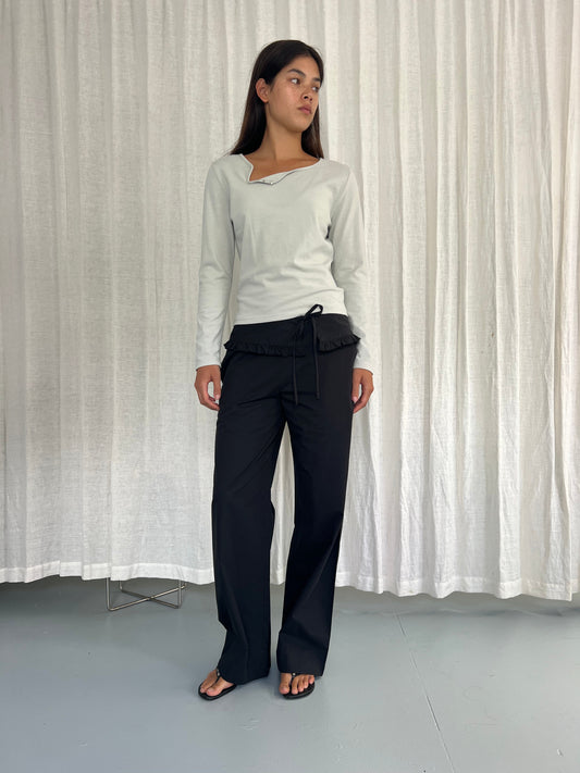 Flounce Belt Pant - Black