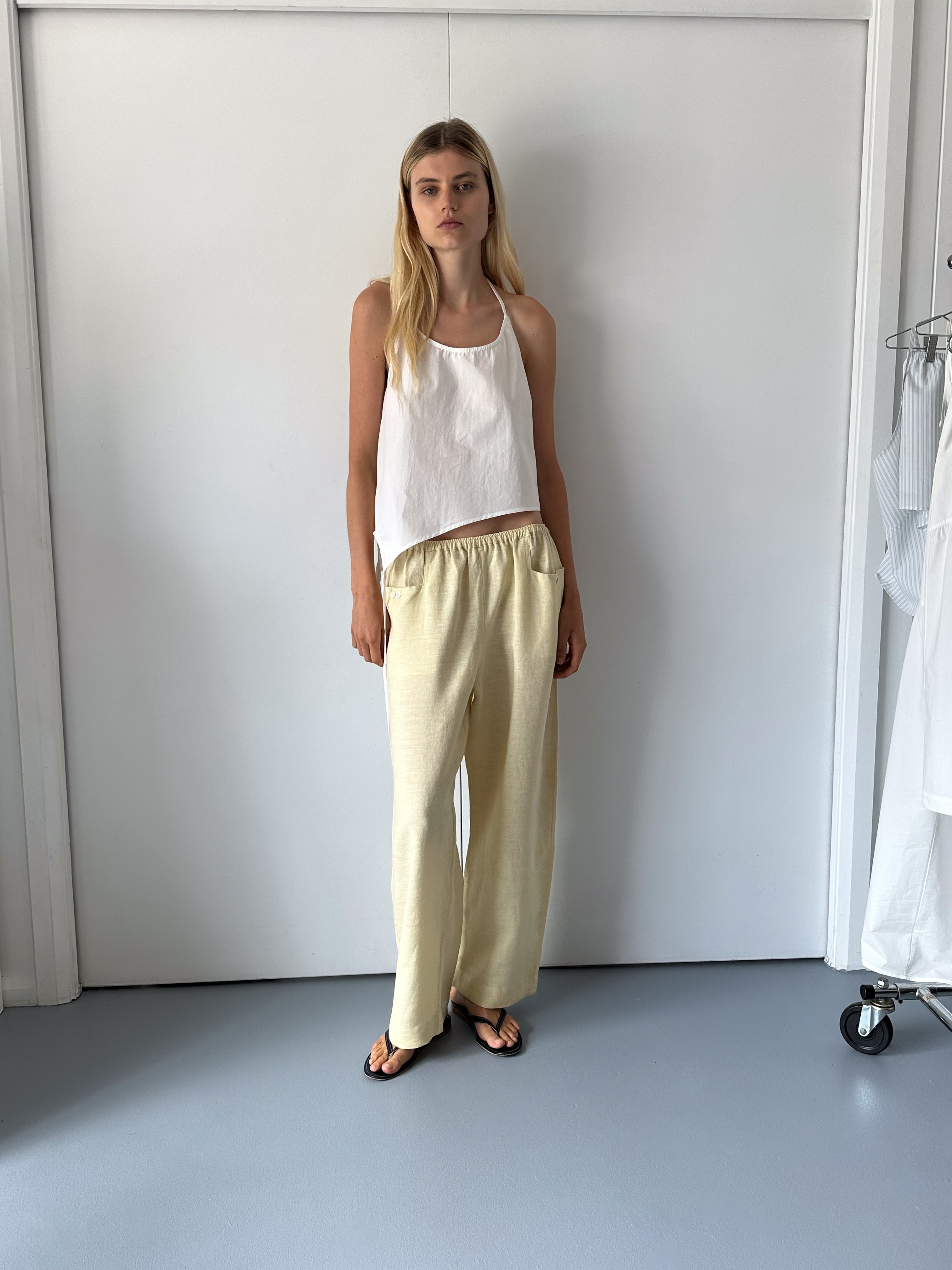 kijun le soleil lounge pants butter Linen Square Pocket Pant