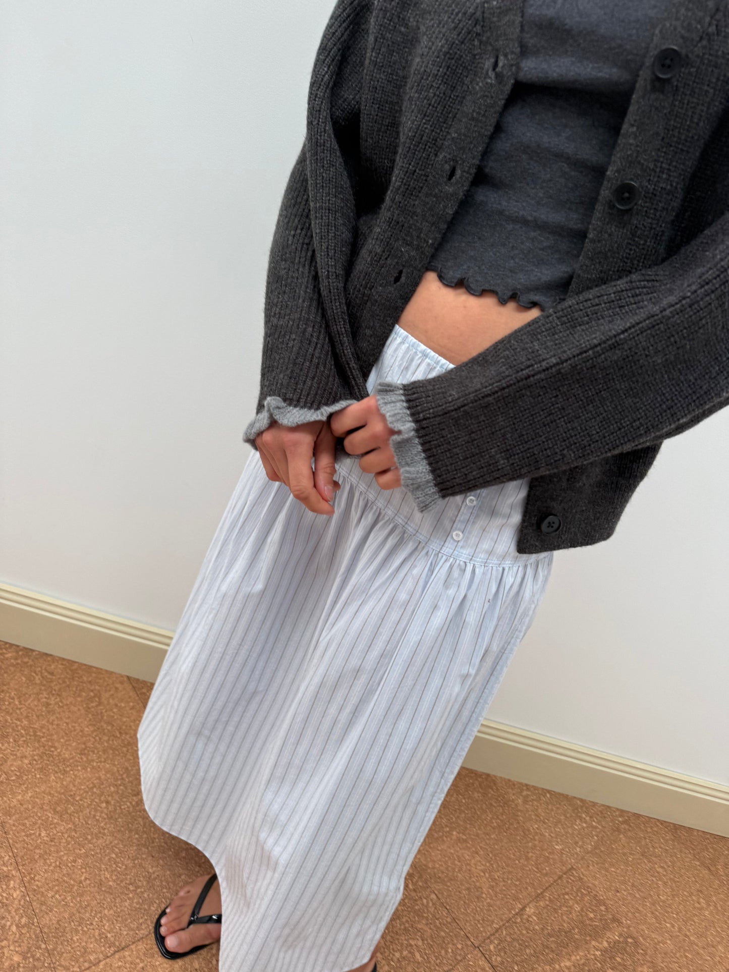 Button Skirt - Mineral Stripe