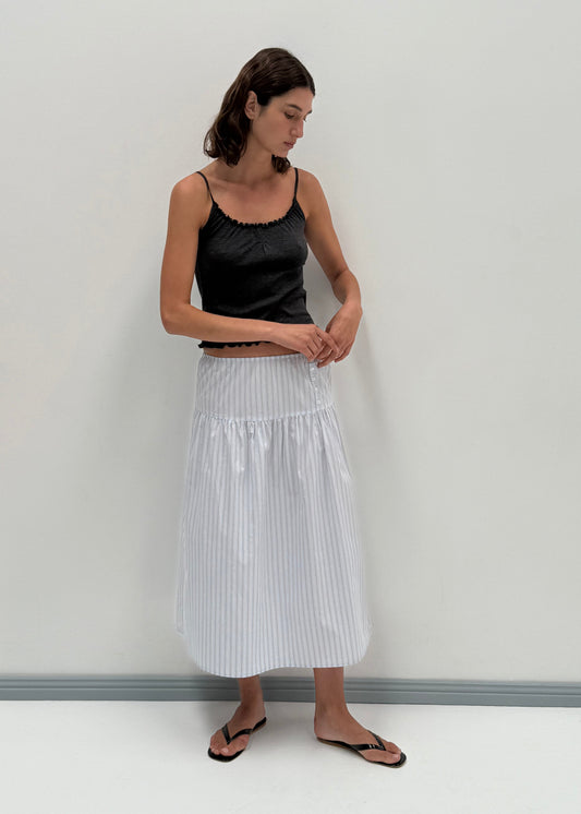 Button Skirt - Mineral Stripe