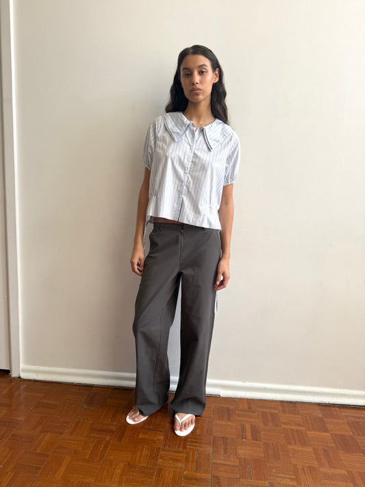 Double Collar Shirt - Mineral Stripe