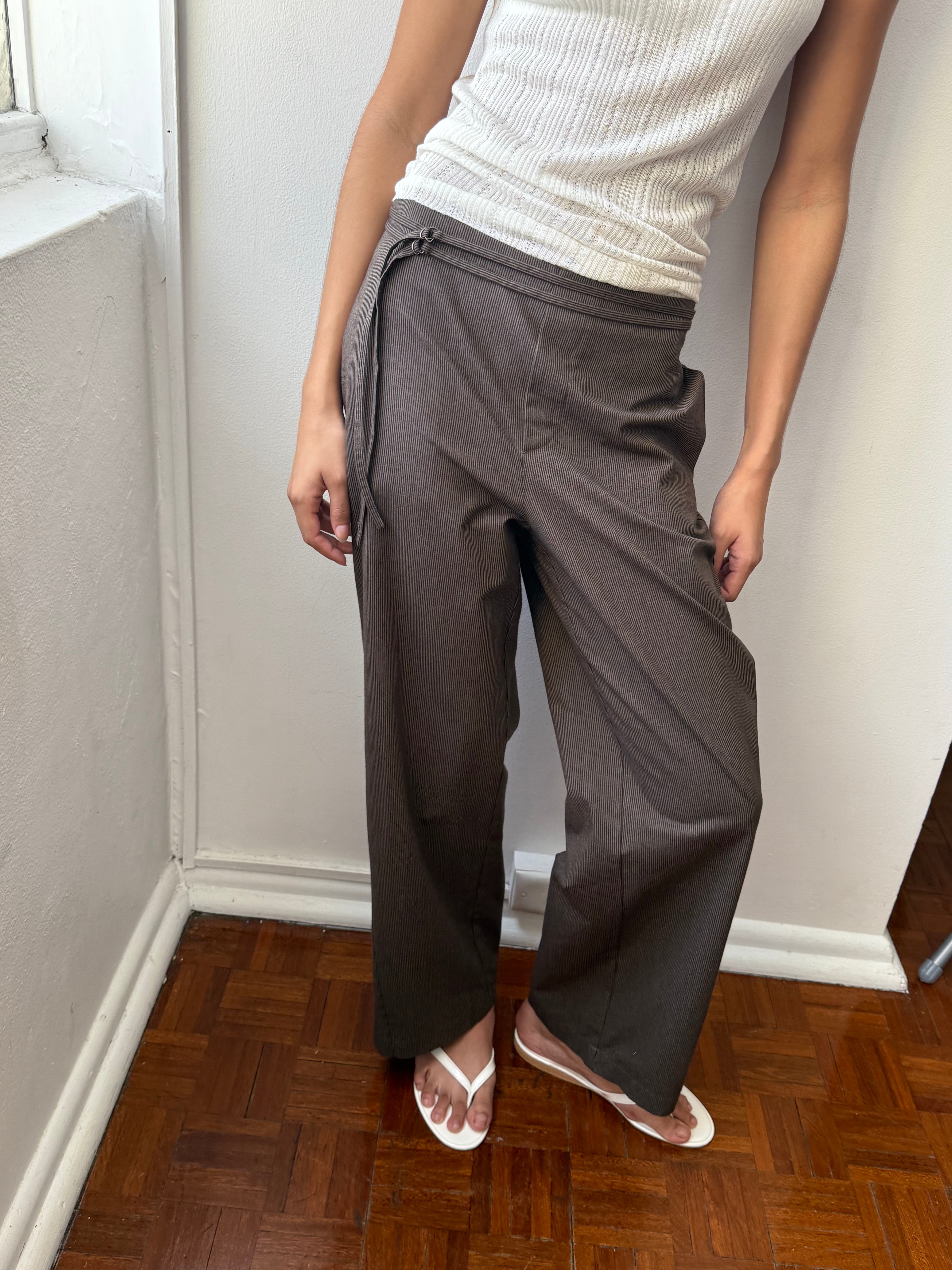 Double Belted Pant - Brown Stripe – Deiji Studios US