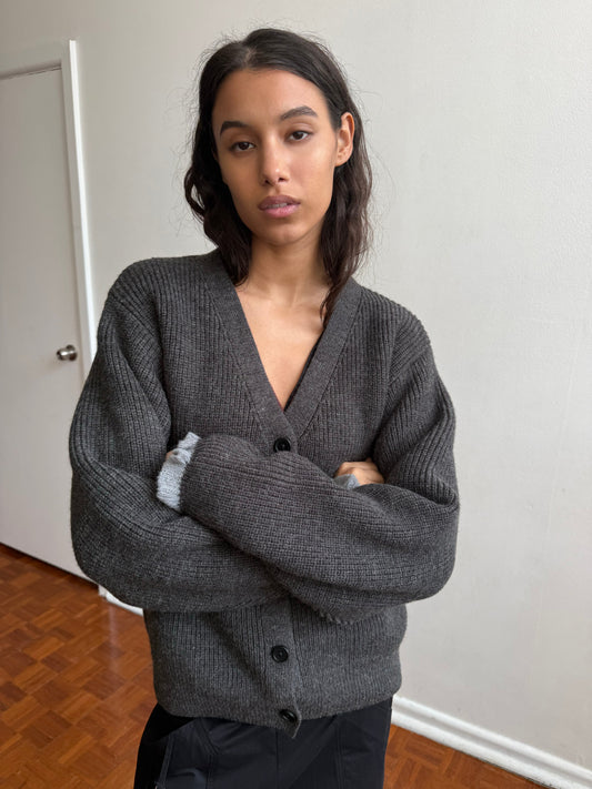 Flounce Cardigan - Charcoal