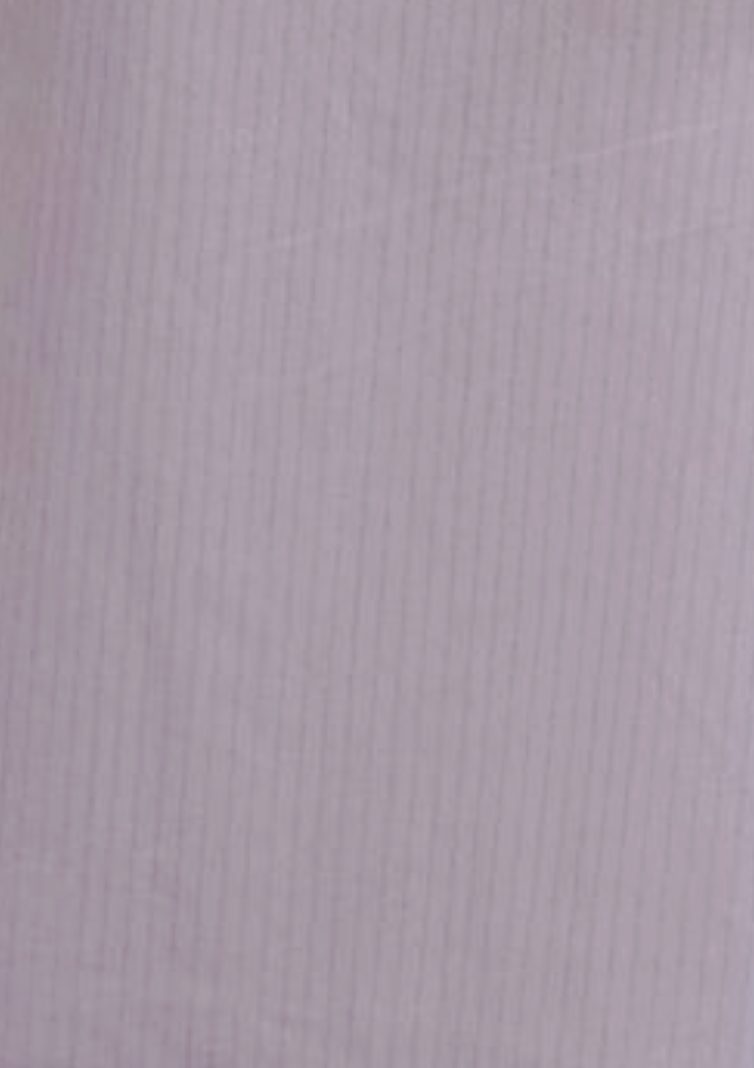 The Ease Trouser - Lilac Stripe features light pink fabric with subtle vertical lilac pinstripes, a soft texture, and a slightly reflective finish.