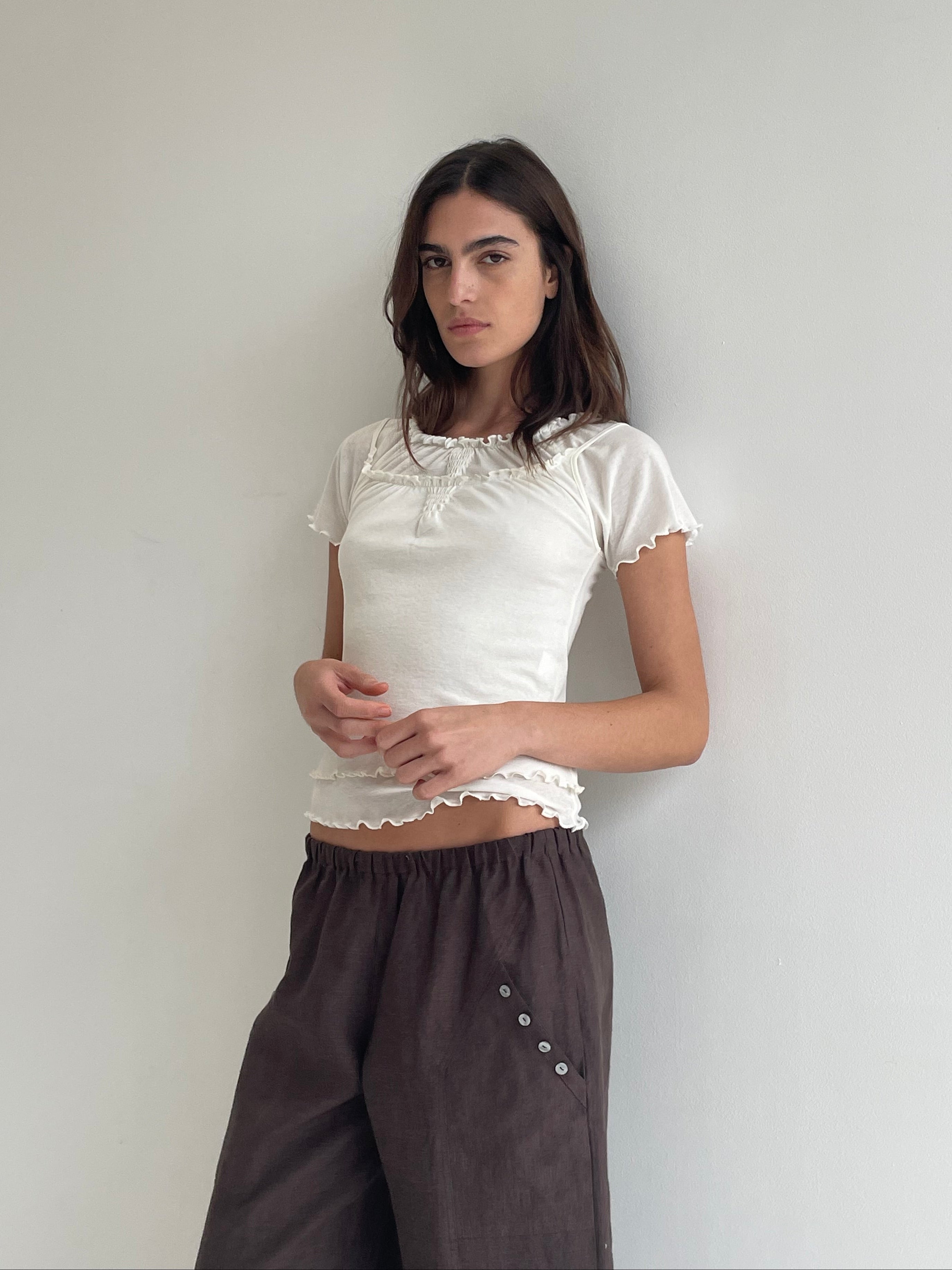 Wool Blend Flounce Tank - Cream – Deiji Studios US