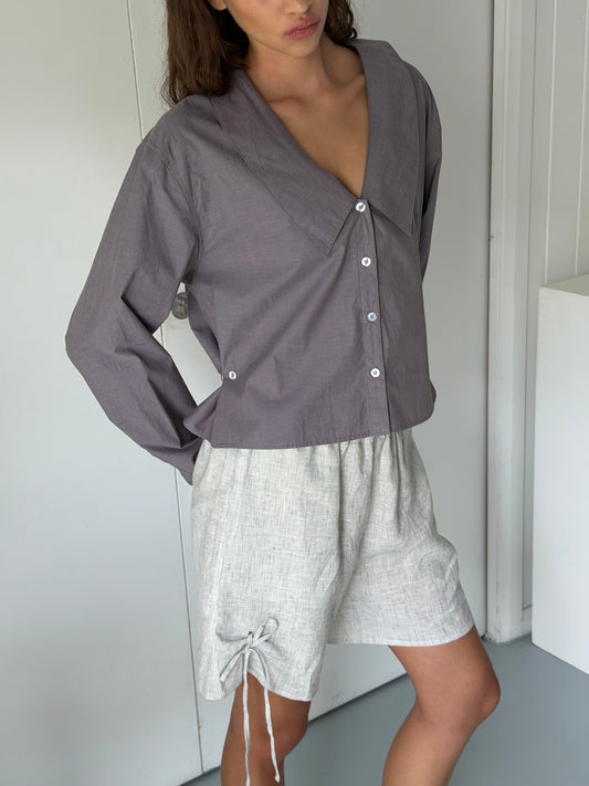 Waist Button Shirt - Currant