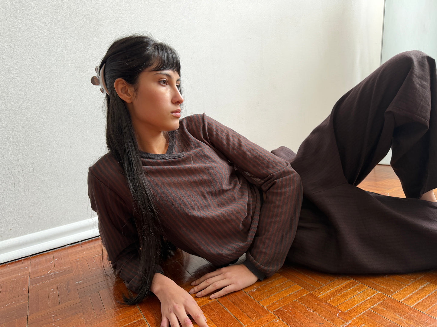 Stripe Longsleeve - Brown Grey Stripe