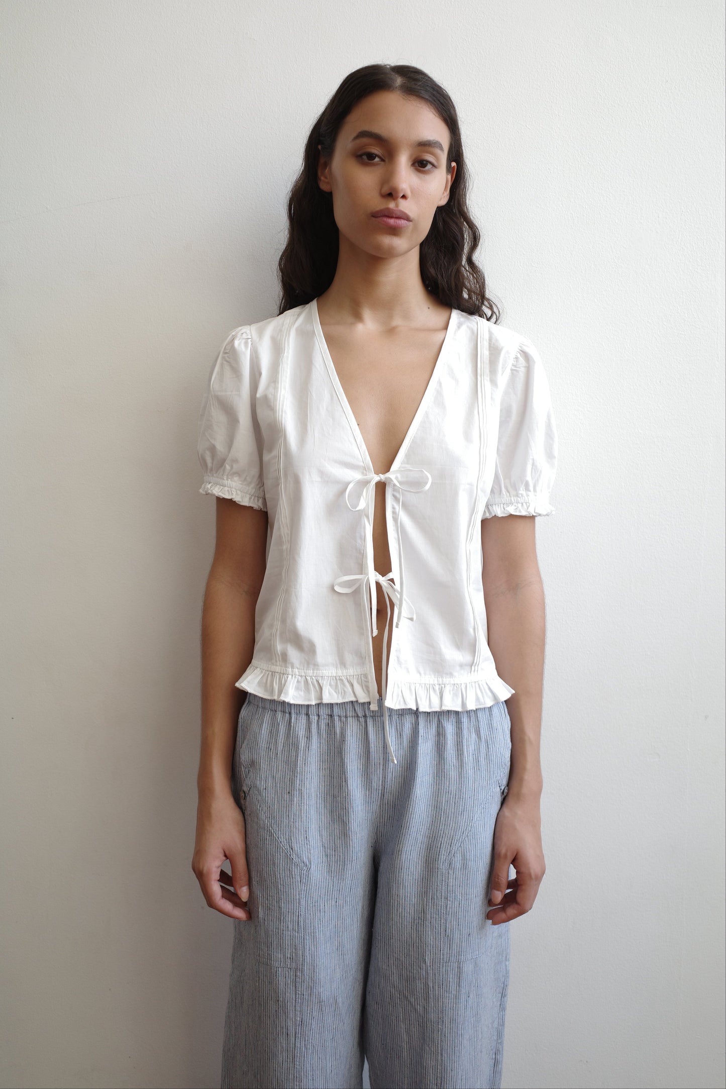 Pintuck Top  - White