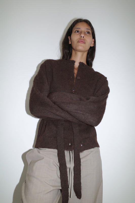 Belted Cardi - Brown