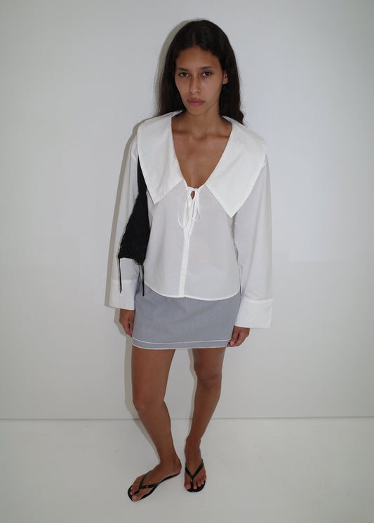 Collared Tie Shirt - White