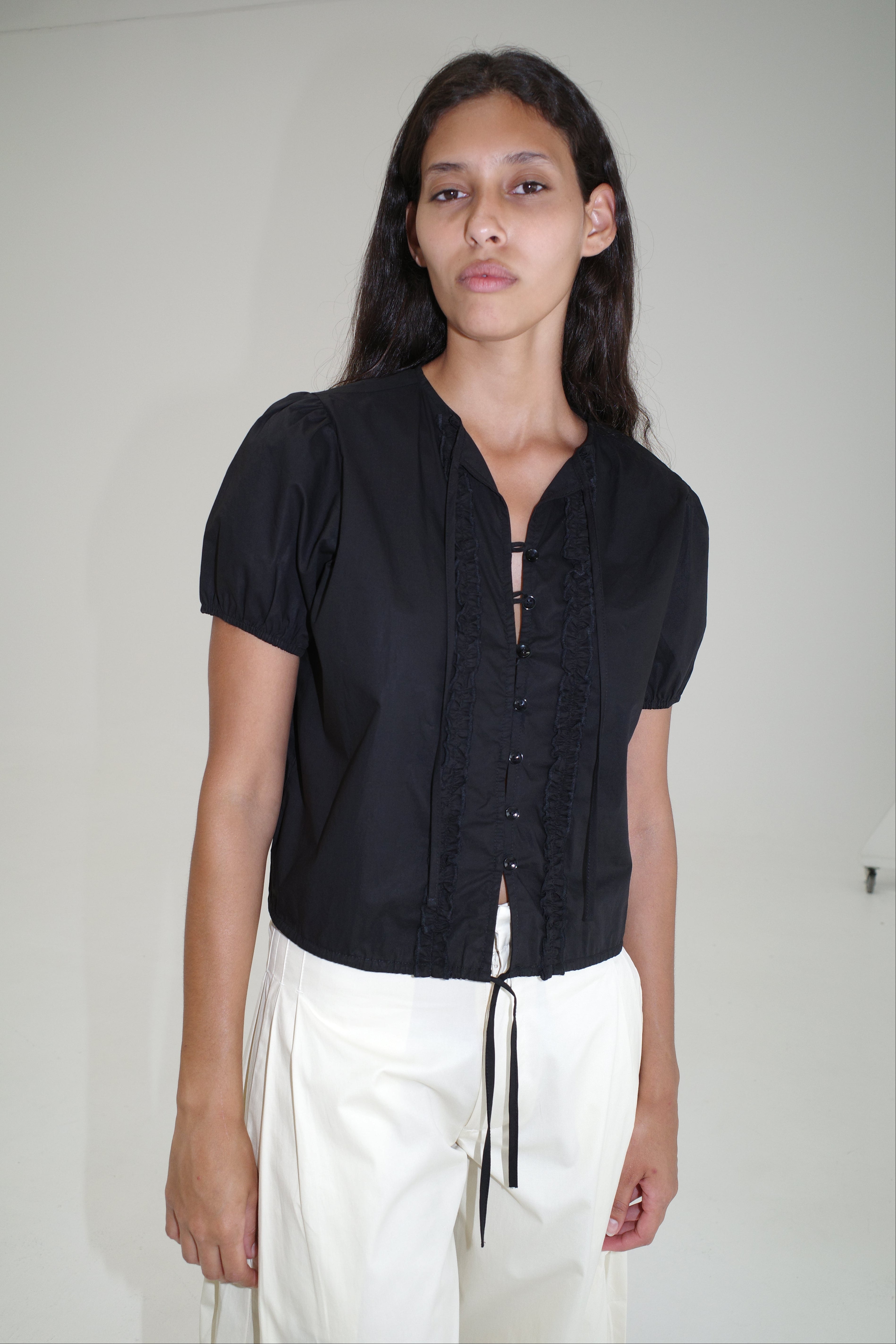Double Frill Top - Black – Deiji Studios US