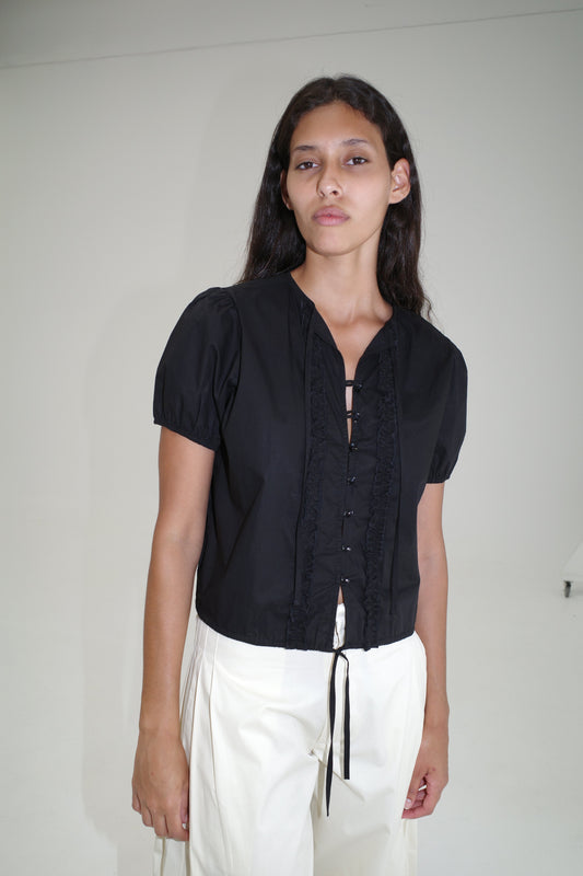 Double Frill Top - Black