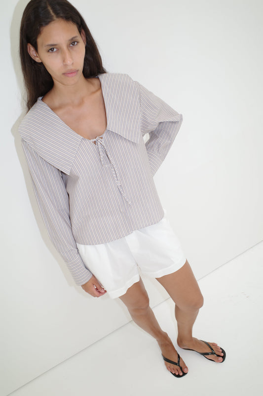 Collared Tie Shirt - Seas Stripe