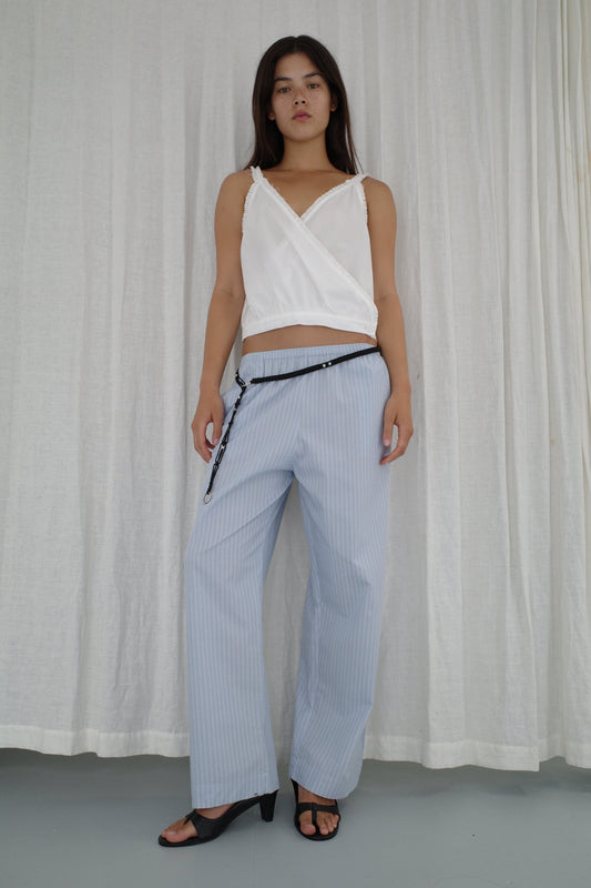 Ease Trouser - Lake Blue Stripe