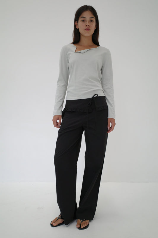 Flounce Belt Pant - Black