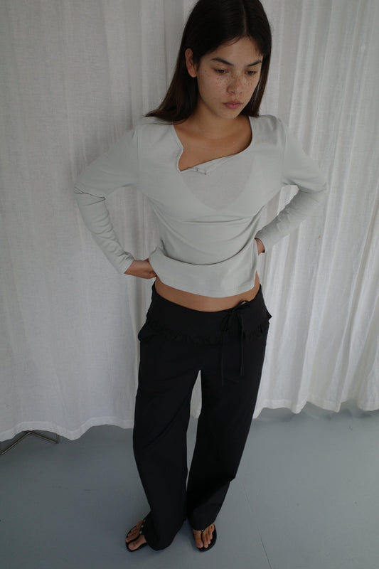 Flounce Belt Pant - Black