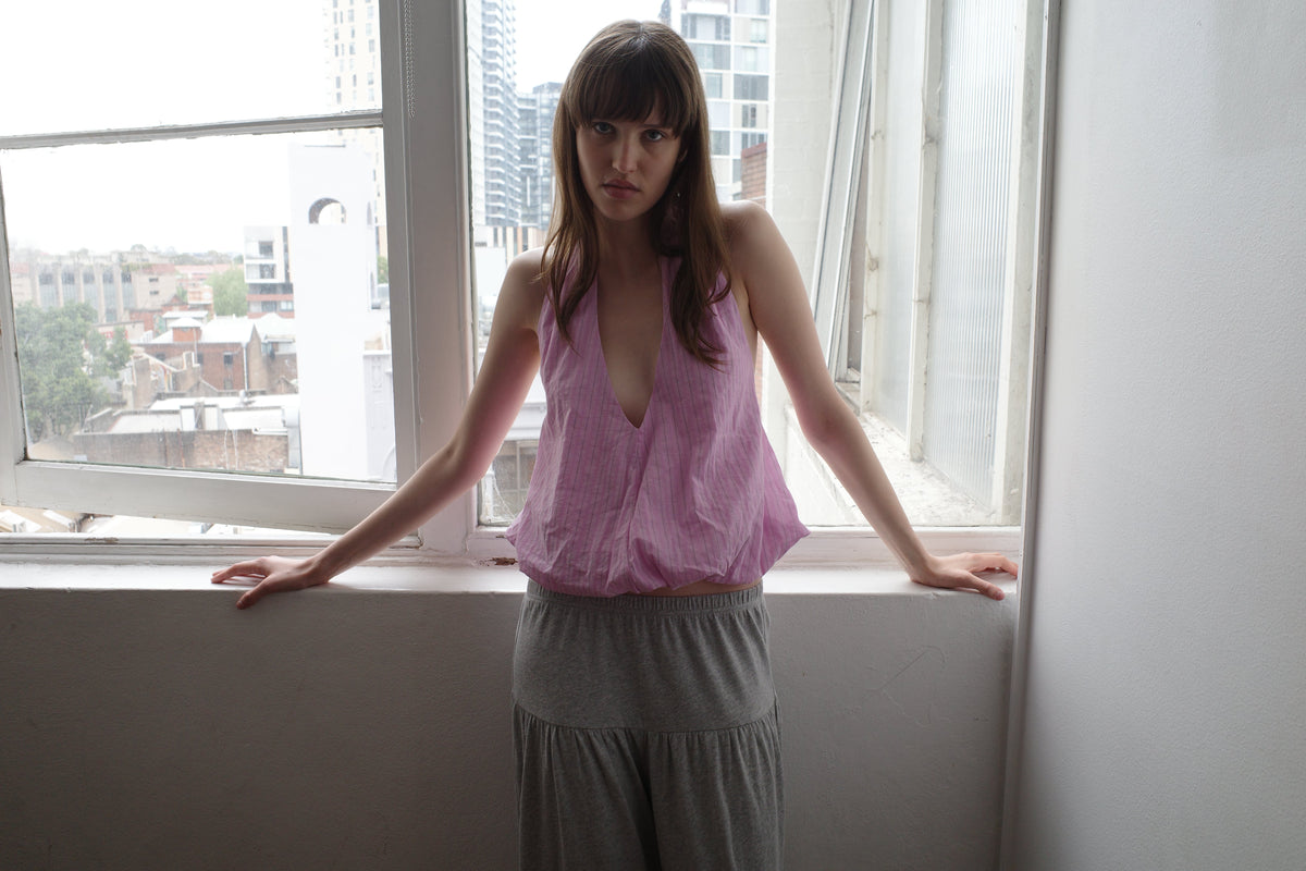 Voile Halter - Fuchsia Stripe