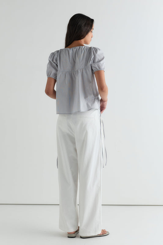 Cinched Pocket Pant - White
