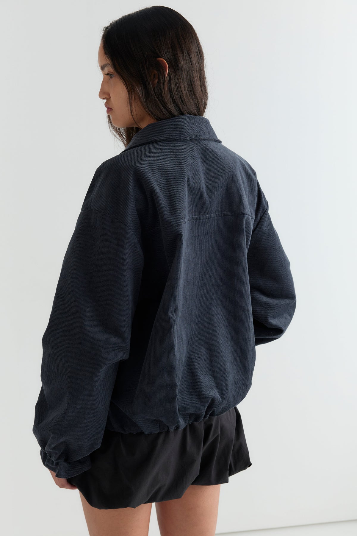 Fine Pleat Jacket - Navy Blue
