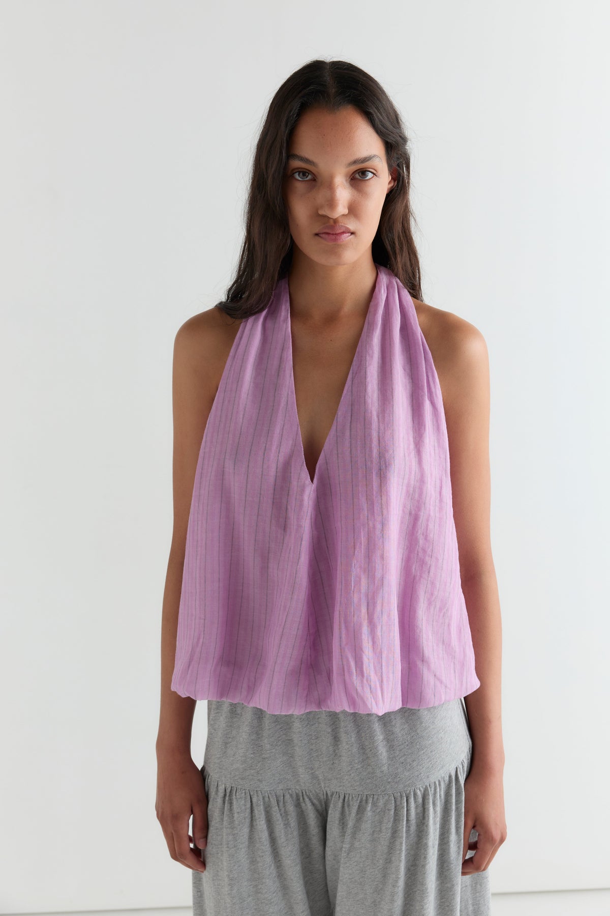 Voile Halter - Fuchsia Stripe