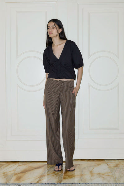 Folded Wool Pant - Sable Stripe – Deiji Studios US