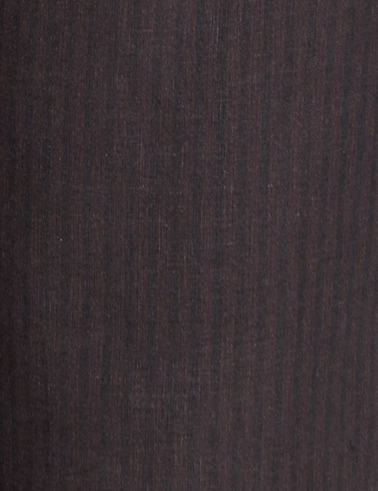 Close-up of the Brown Black Stripe linen fabric by Deiji Studios: a dark brown linen with subtle fine vertical striping, shown flat.
