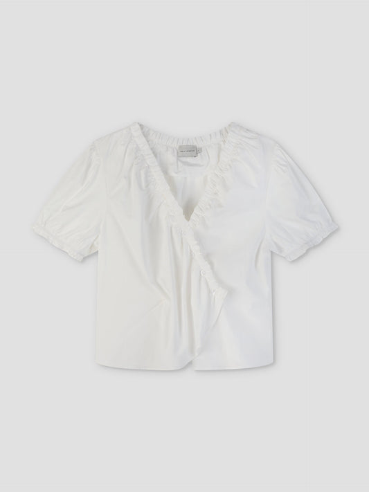 Cross Frill Top - White
