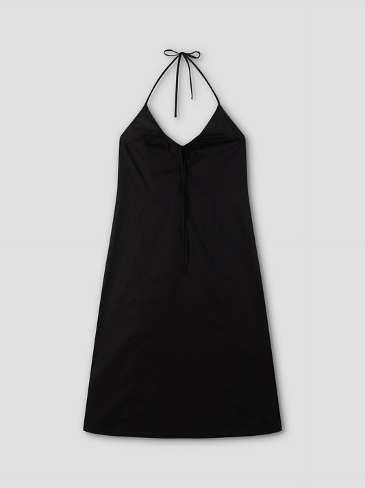 Seamed Halter Dress - Black