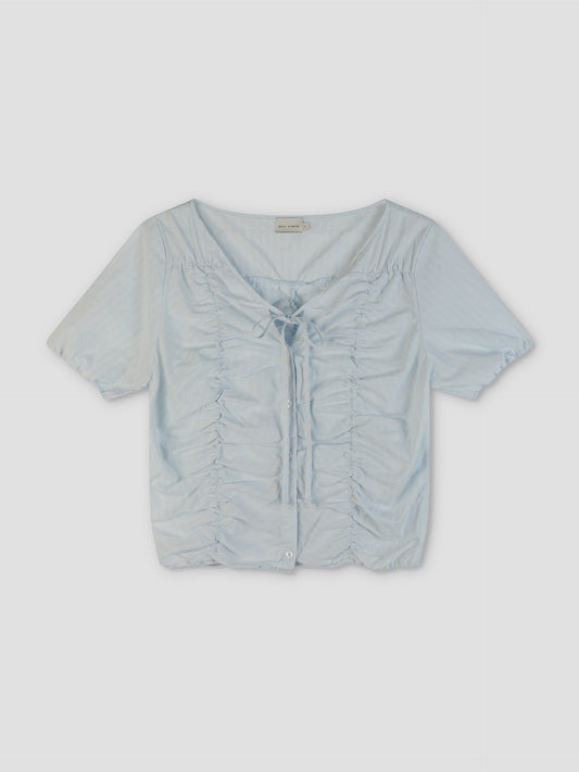Crinkle Top - Powder Blue Stripe