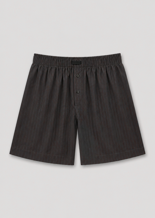 Wool Boxer Short - Charcoal Stripe