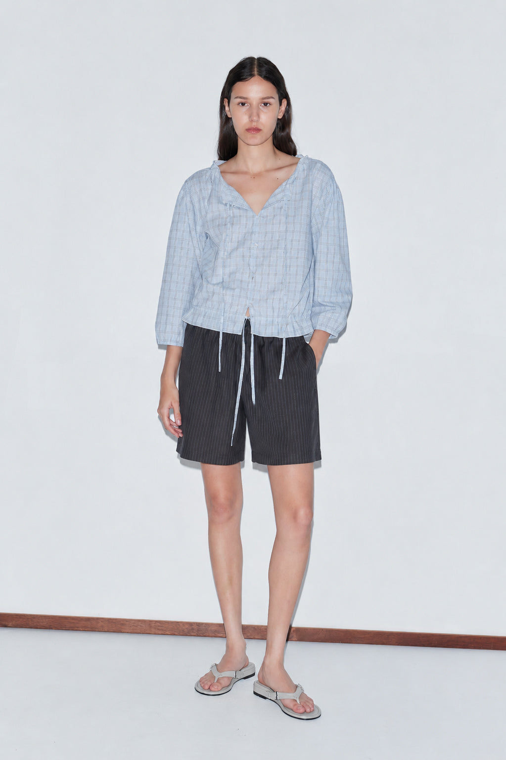 Wool Boxer Short - Charcoal Stripe