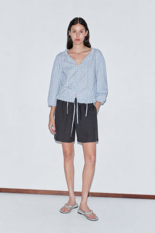 Wool Boxer Short - Charcoal Stripe