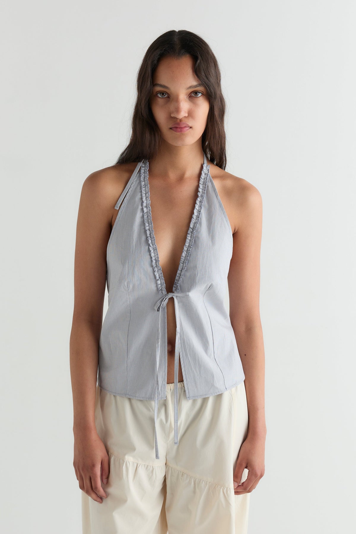 Open Frill Halter - Dream Stripe