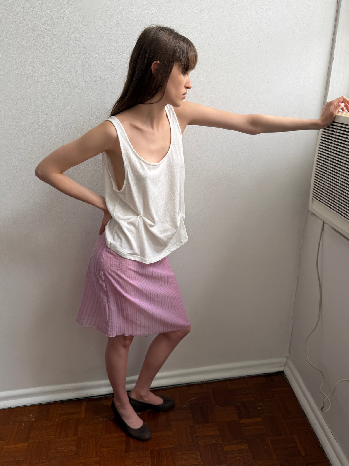 Pinch Gather Tank - White