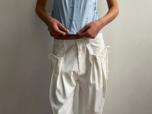 Cinched Pocket Pant - White