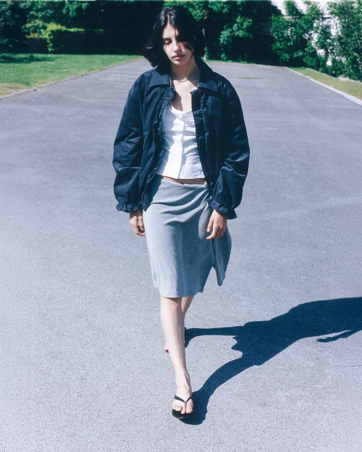 Fine Pleat Jacket - Navy Blue