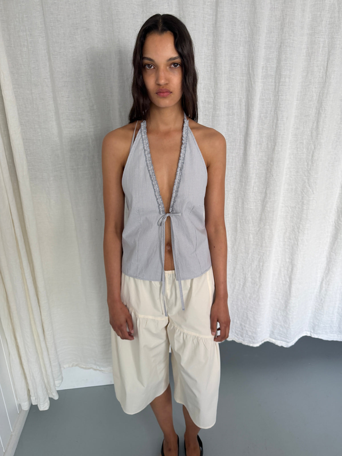Open Frill Halter - Dream Stripe