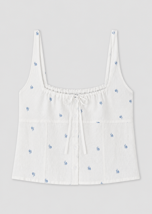 Relax Tie Top - Floral Blue